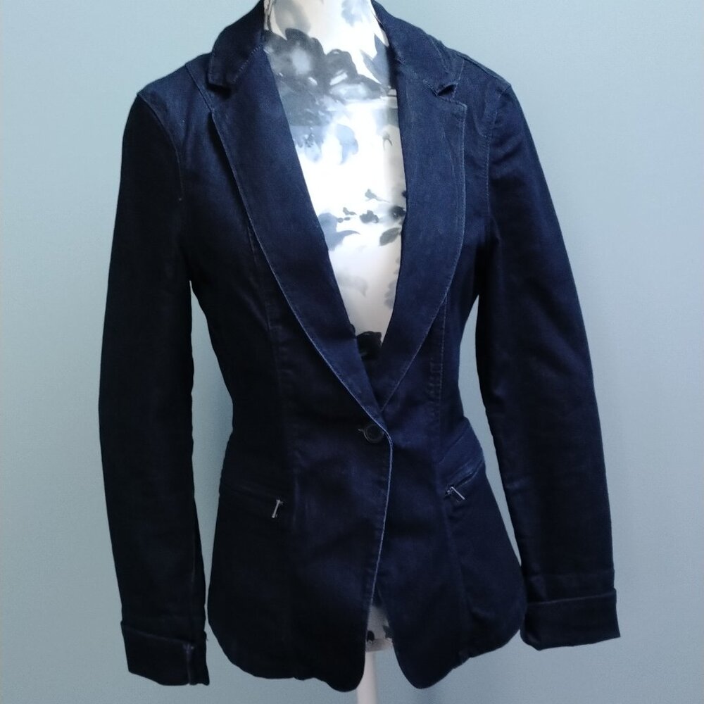 Calvin Klein Denim Blazer, Dark-Wash NEW size S